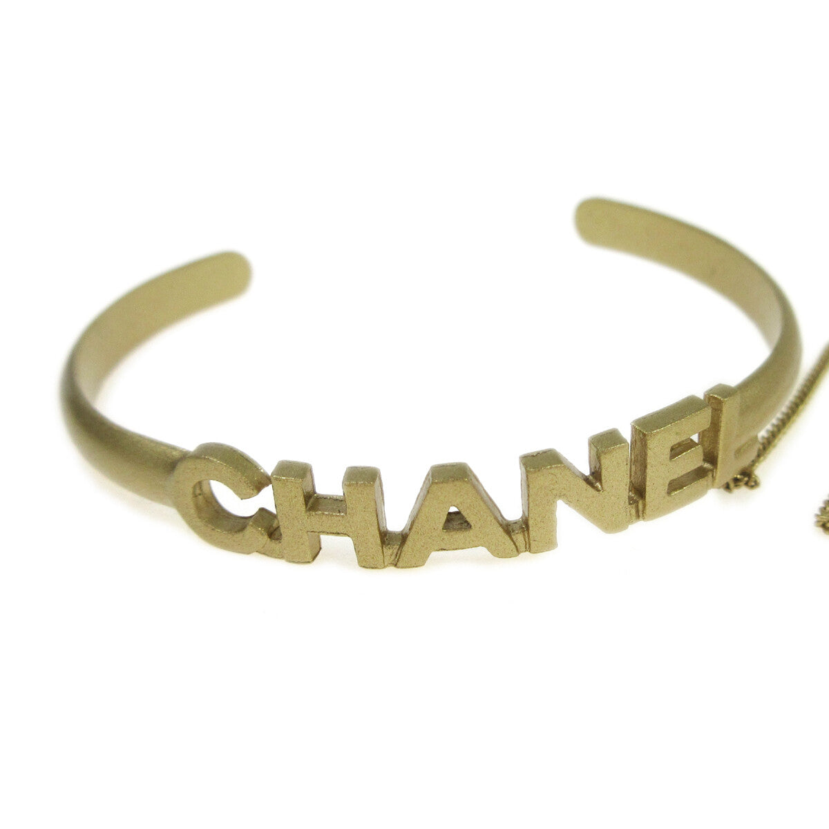 Chanel Logo Cuff with CC Ring Metal with Crystal, GOLD, GOLD, Bracelet
