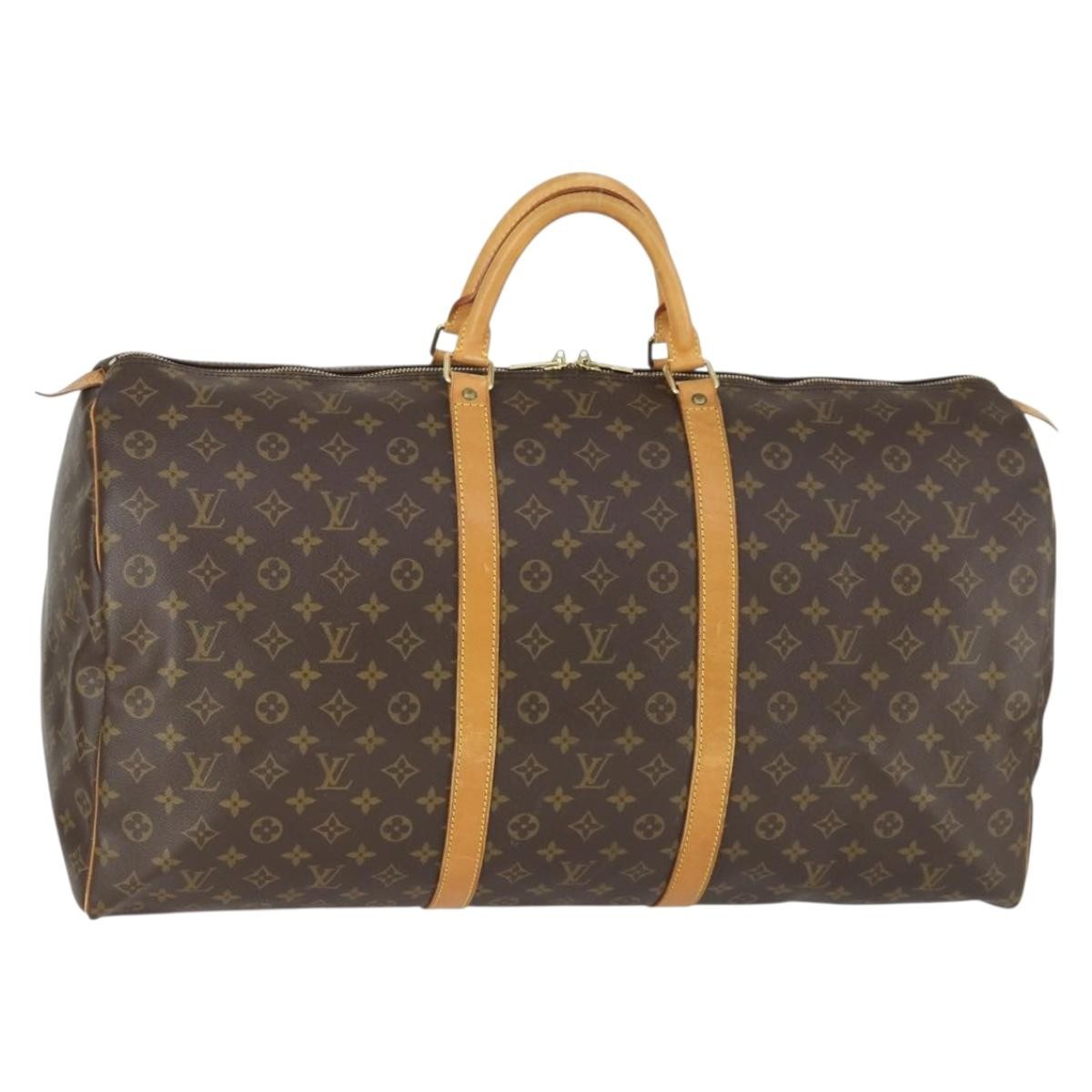Louis Vuitton Keepall Bag Monogram Canvas, BROWN, CANVAS, Travel bag