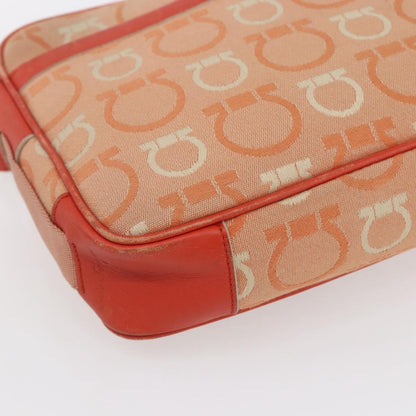 Salvatore Ferragamo Gancini Shoulder Bag Canvas, ORANGE, CANVAS, Shoulder bag