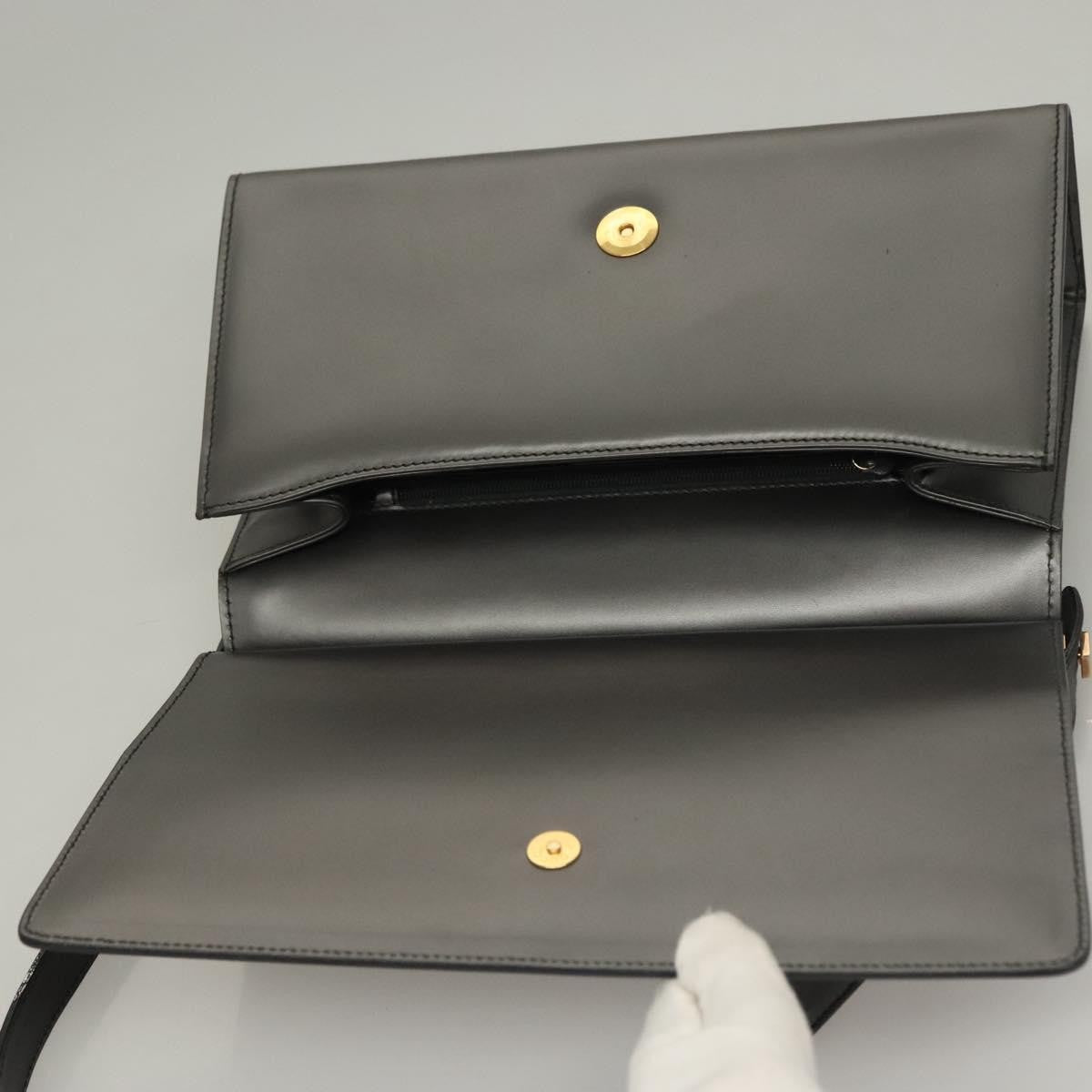 Gucci Vintage Shoulder Bag Leather, GRAY, LEATHER, Shoulder bag