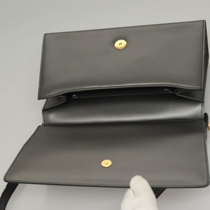 Gucci Vintage Shoulder Bag Leather, GRAY, LEATHER, Shoulder bag