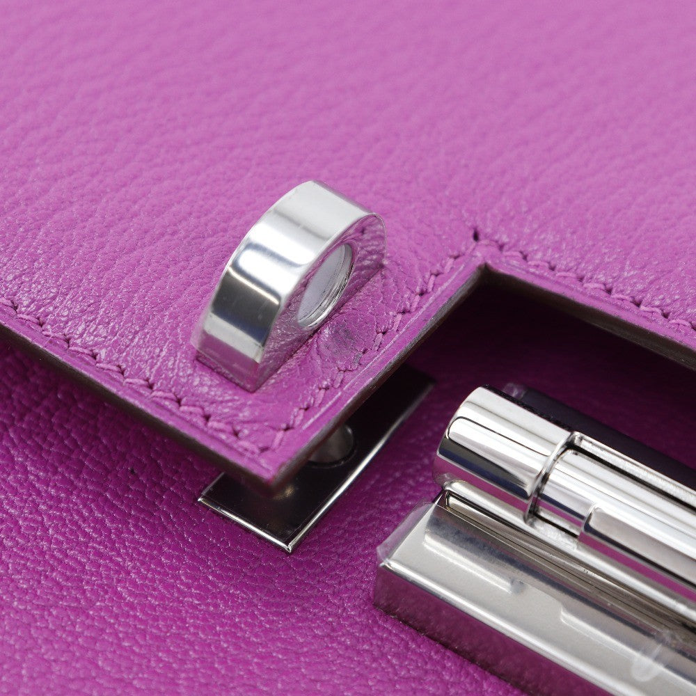 Hermes Verrou Clutch Chevre Mysore, PURPLE, LEATHER, Clutche & pouche
