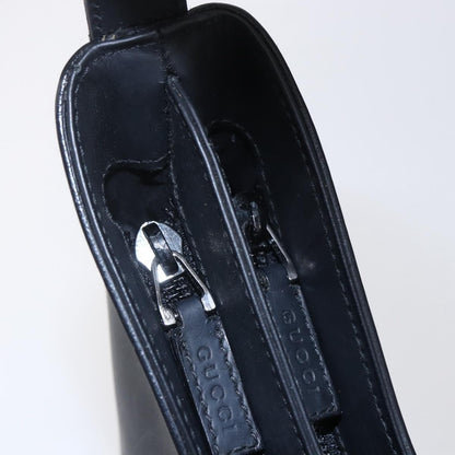 Gucci Metal Handle Hobo Leather, BLACK, LEATHER, Shoulder bag