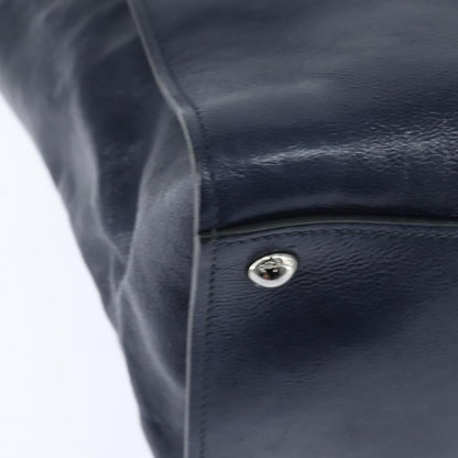 Prada Cuir Convertible Shopping Tote Leather, NAVY, LEATHER, Handbag