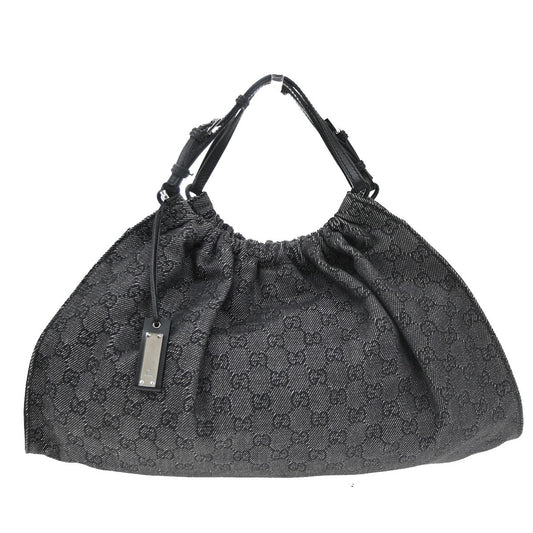 Gucci Hobo Shoulder Bag Canvas, BLACK, CANVAS, Shoulder bag