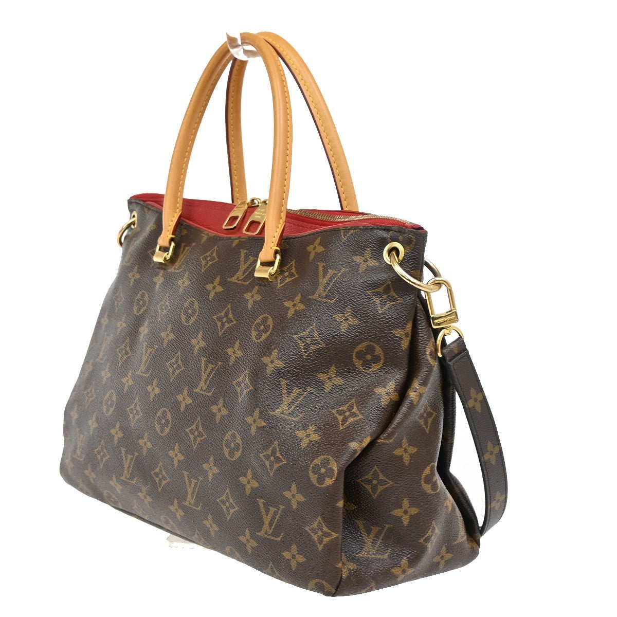Louis Vuitton Pallas Tote Monogram Canvas with Leather, RED, CANVAS, Handbag