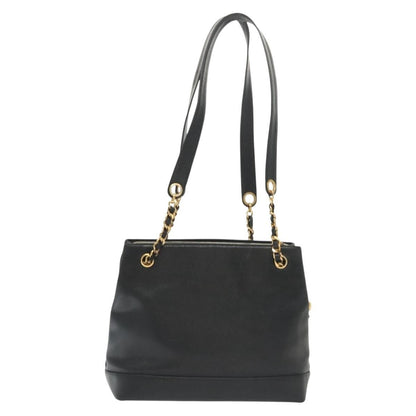 Chanel Vintage CC Logo Chain Tote Caviar, BLACK, LEATHER, Tote bag