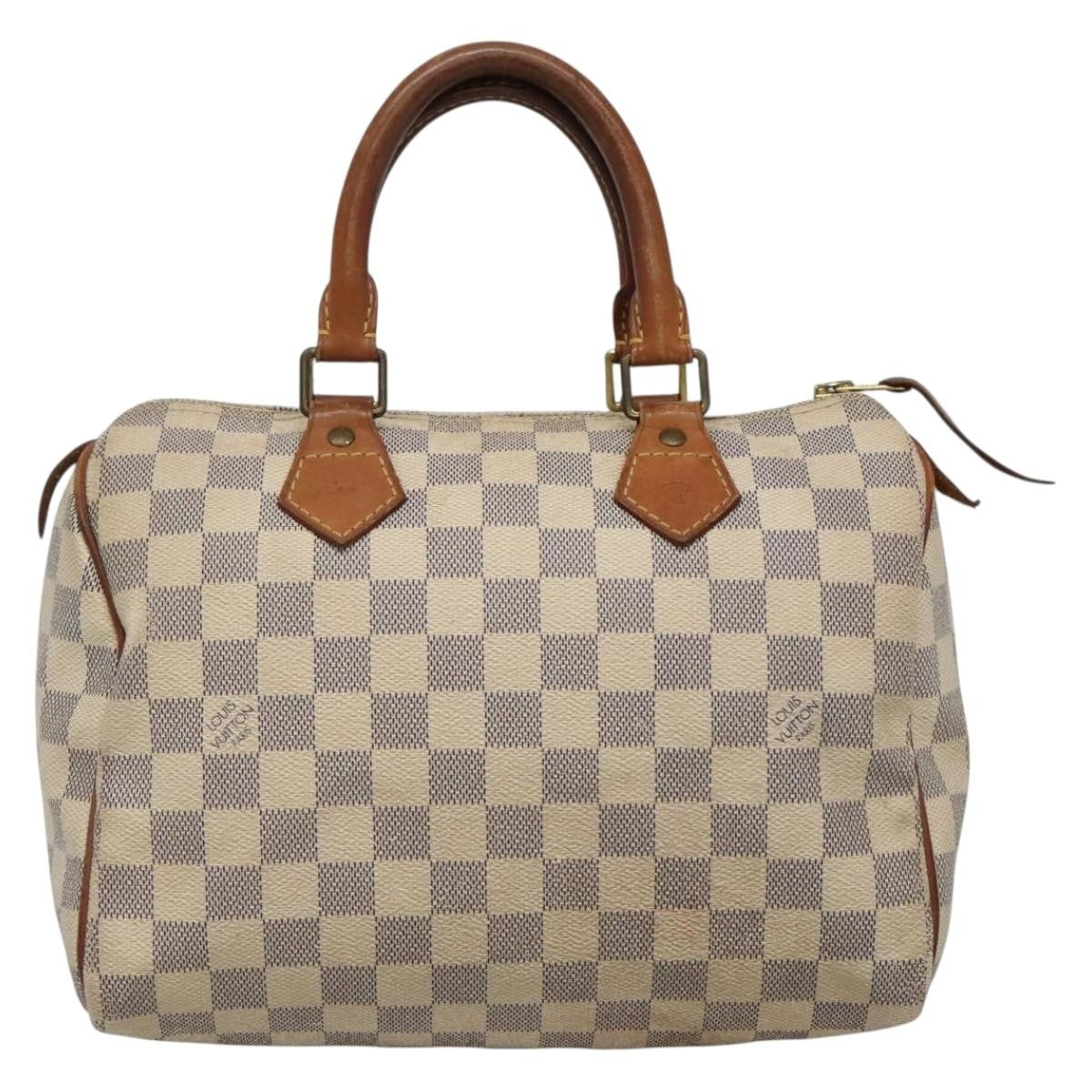 Louis Vuitton Speedy Handbag Damier, WHITE, CANVAS, Handbag
