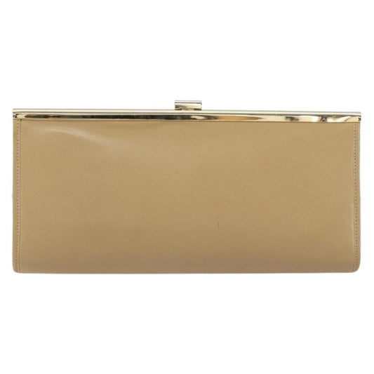 Christian Dior Logo Pouch Leather, BEIGE, LEATHER, Clutche & pouche