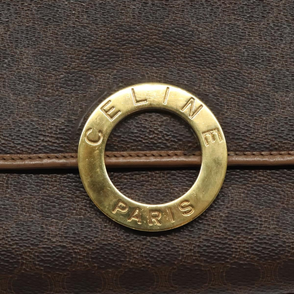 Celine Macadam Shoulder Bag PVC Leather, BROWN, CANVAS, Shoulder bag