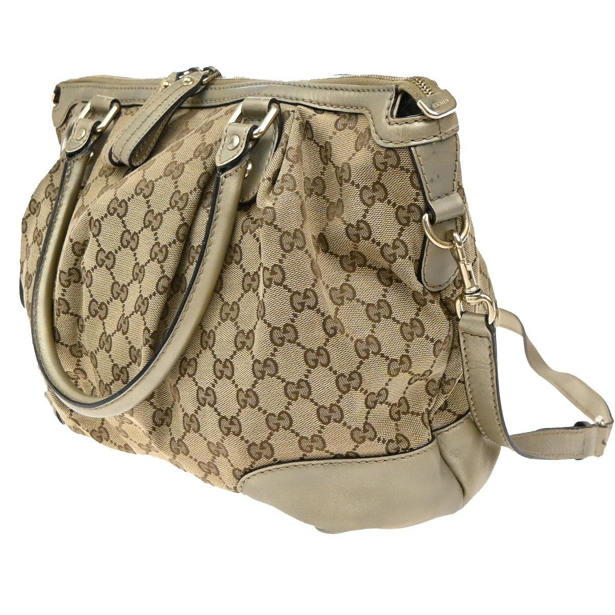 Gucci Sukey Top Handle Satchel GG Canvas with Leather, BROWN, CANVAS, Tote bag