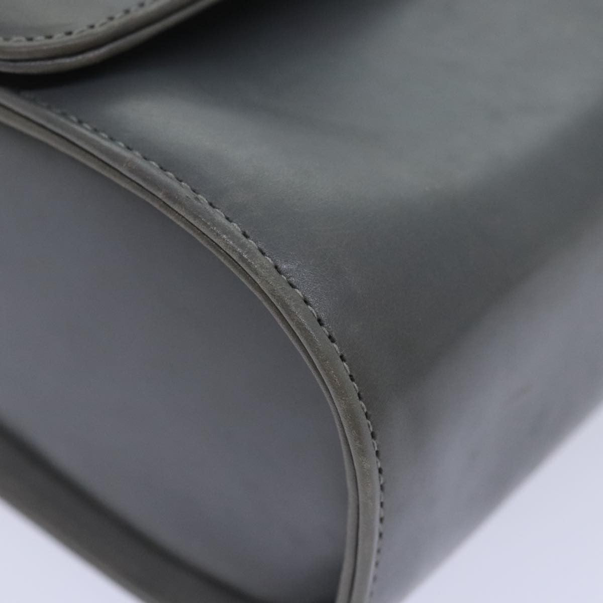 Salvatore Ferragamo Vintage Flap Chain Shoulder Bag Leather, GRAY, LEATHER, Shoulder bag