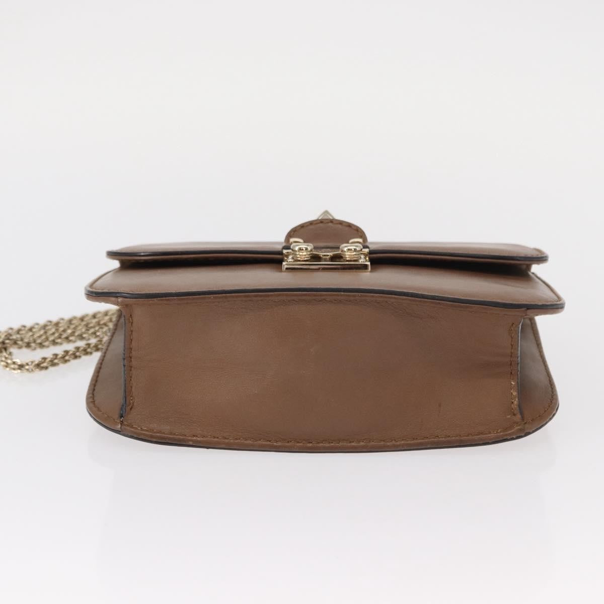 Valentino Garavani Rolling Rockstud Glam Lock Shoulder Bag Leather, BROWN, LEATHER, Shoulder bag