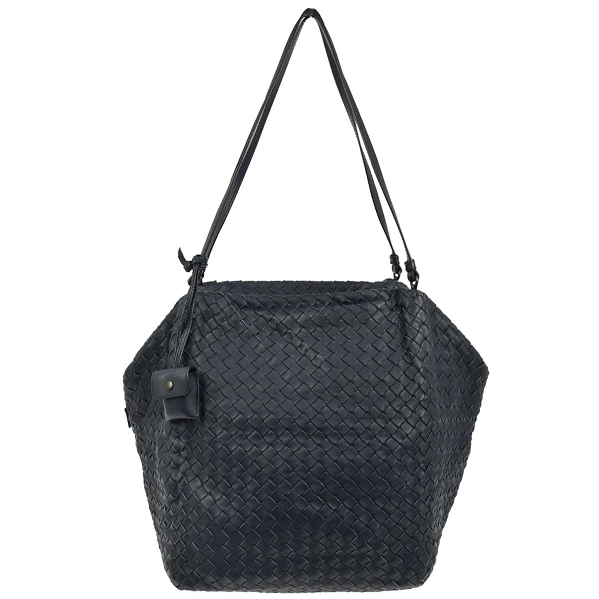 Bottega Veneta Zip Cube Messenger Intrecciato Nappa, NAVY, LEATHER, Shoulder bag