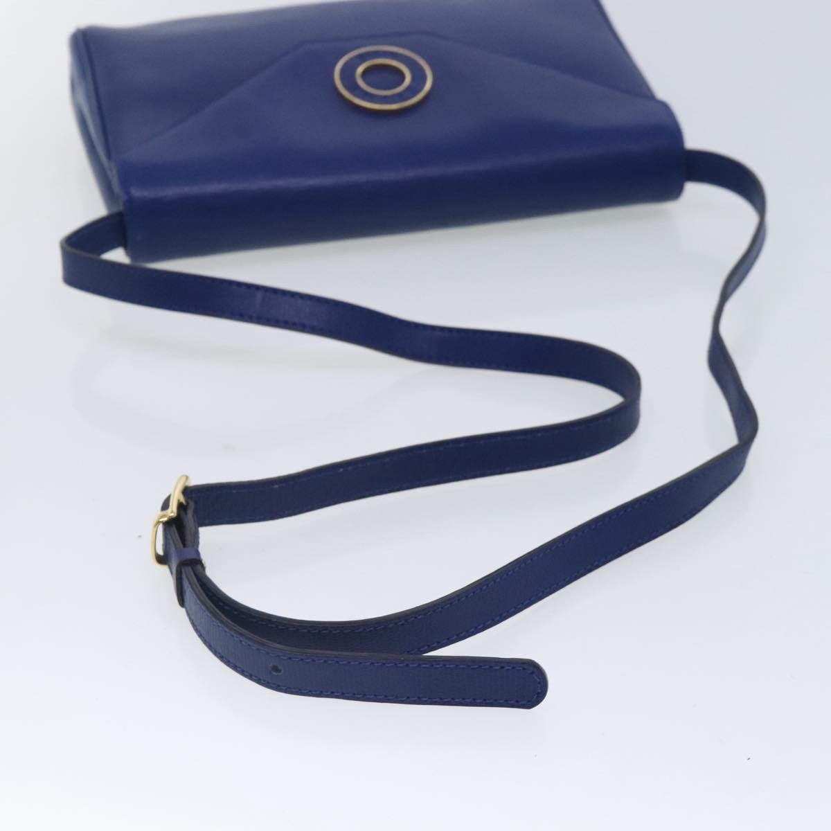 Celine Vintage Circle Logo Crossbody Bag Leather, BLUE, LEATHER, Crossbody bag