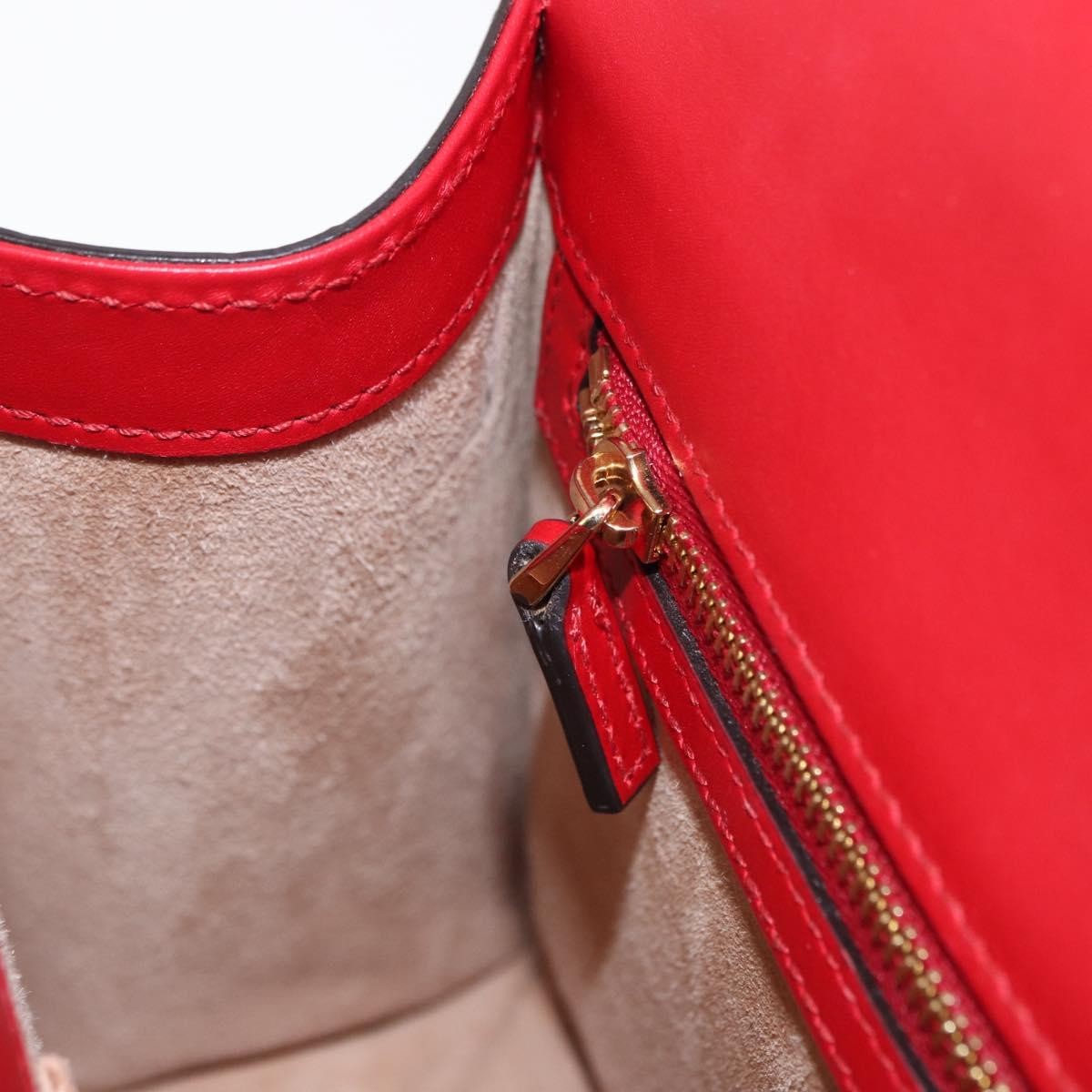 Gucci Sylvie Shoulder Bag Leather, RED, LEATHER, Shoulder bag