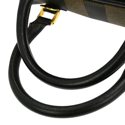 Fendi Vintage Pequin Convertible Boston Bag Coated Canvas, BROWN, CANVAS, Handbag