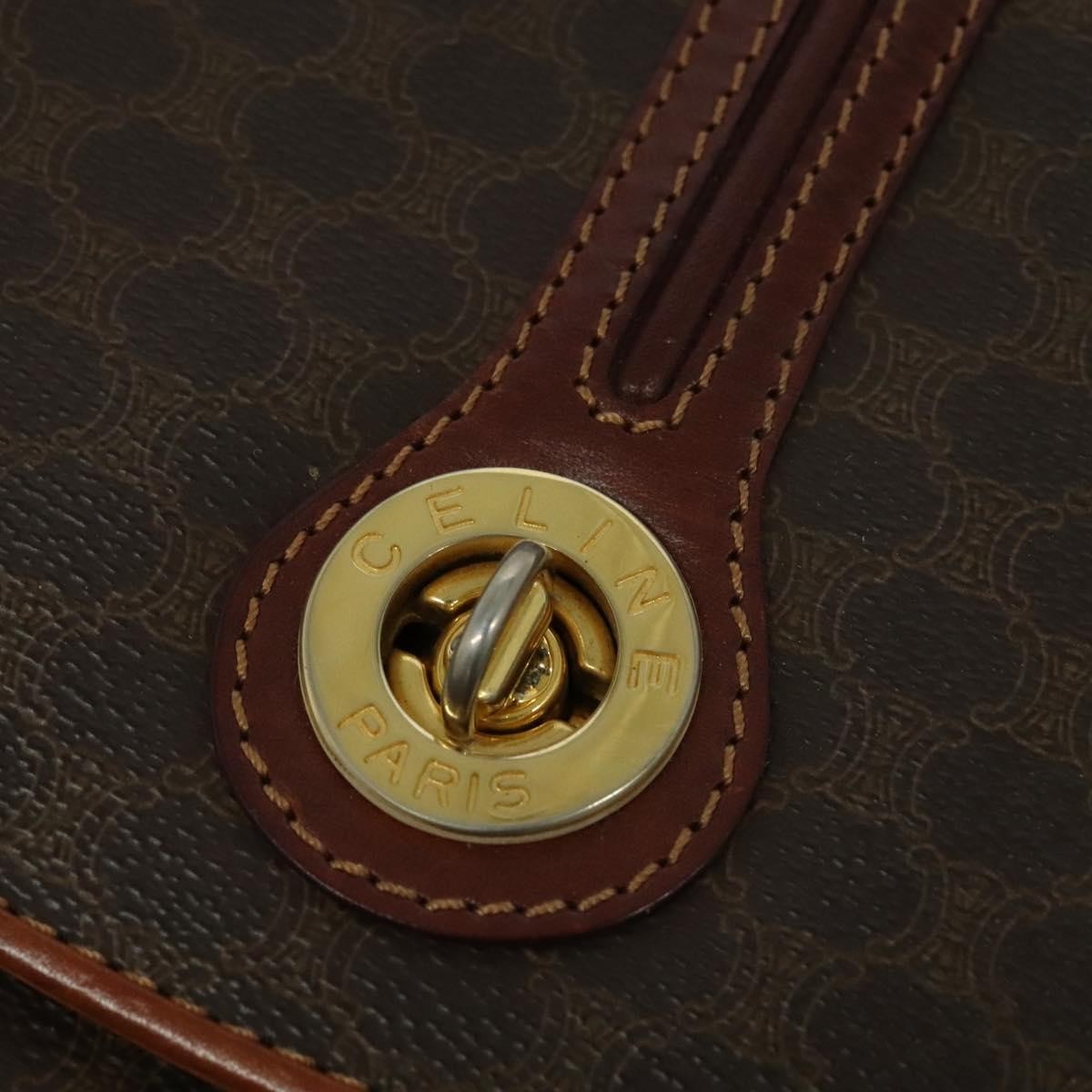 Celine Vintage Macadam Shoulder Bag Canvas and Leather, BROWN, CANVAS, Shoulder bag