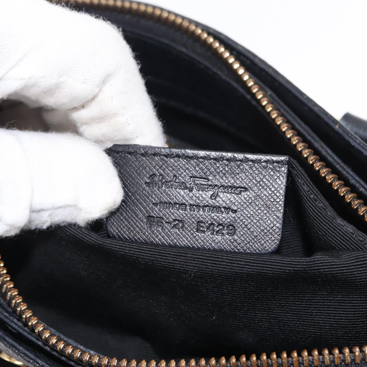 Salvatore Ferragamo Gancini handbag Nylon, BLACK, NYLON, Handbag