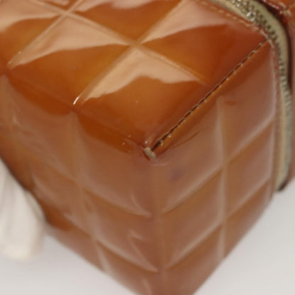 Chanel Rubiks Cube Wristlet Quilted Patent, BROWN, PATENT_LEATHER, Clutche & pouche