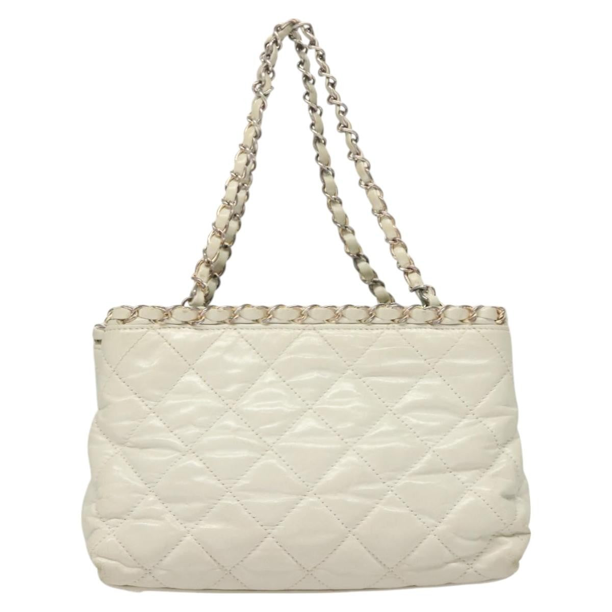 Chanel Chain Me Tote Quilted Calfskin, WHITE, LEATHER, Tote bag