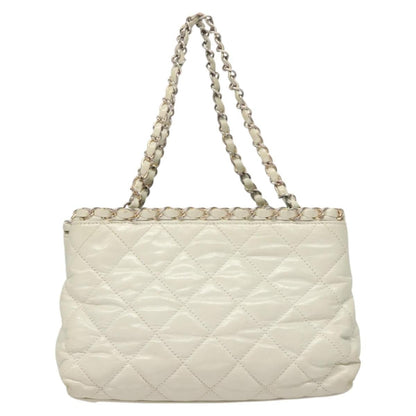 Chanel Chain Me Tote Quilted Calfskin, WHITE, LEATHER, Tote bag