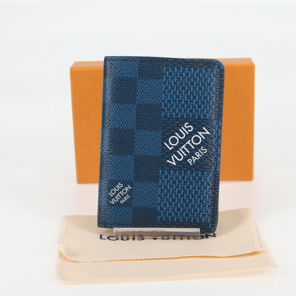 Louis Vuitton Graphite Card Case Monogram Damier, BLUE, CANVAS, Card Holders