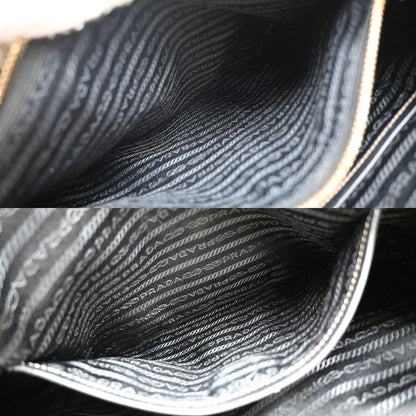 Prada Logo Convertible Tote Canvas with Leather, BROWN, CANVAS, Tote bag