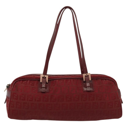 Fendi Bowling Bag Zucchino Canvas, RED, CANVAS, Shoulder bag