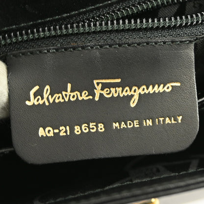 Salvatore Ferragamo Gancini handbag Leather, BLACK, LEATHER, Handbag