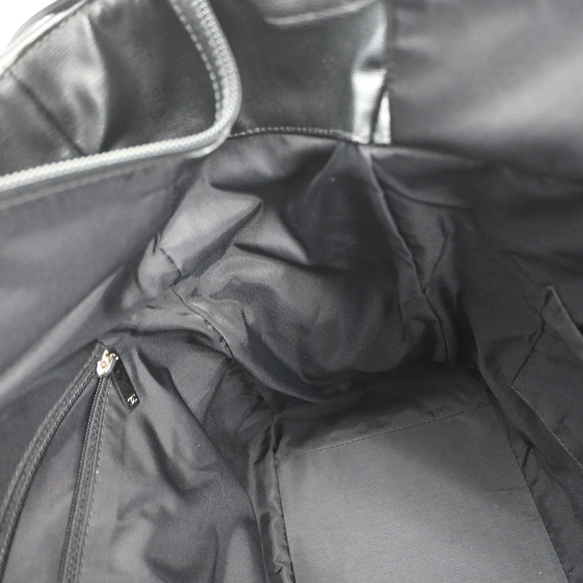 Chanel Biarritz Pocket Tote Quilted Coated Canvas, BLACK, CANVAS, Tote bag