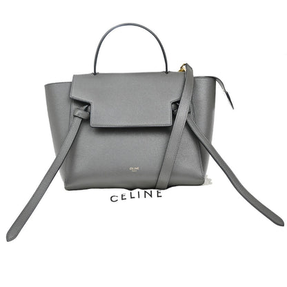 Celine Belt Bag Textured Leather, GRAY, LEATHER, Shoulder bag