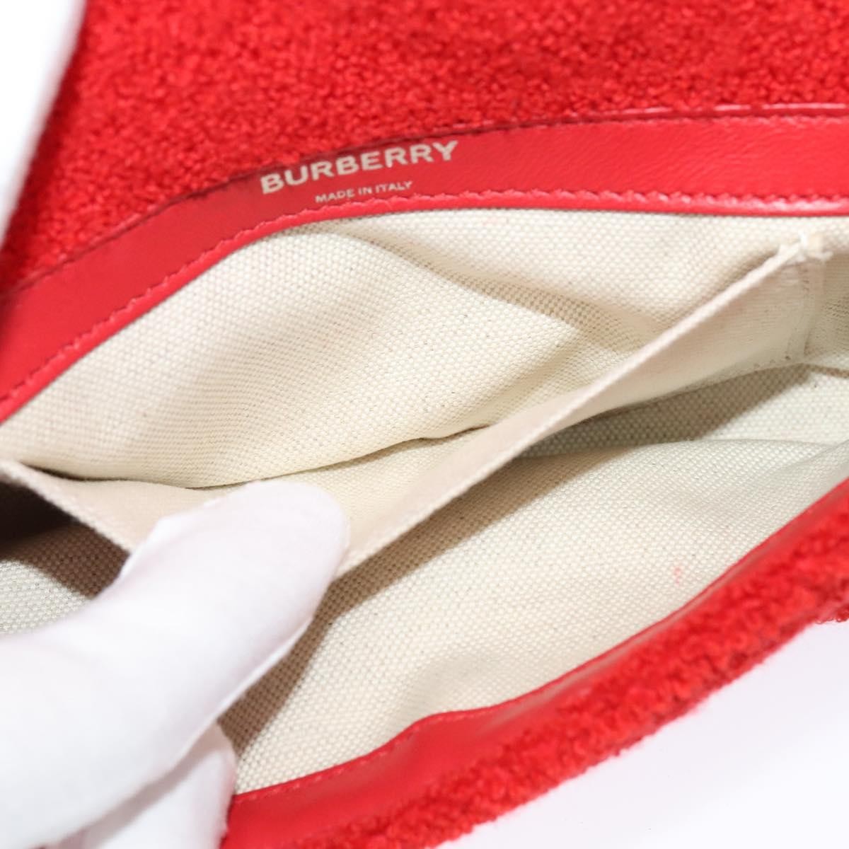 Burberry Lola Shoulder Bag Pile, RED, COTTON, Shoulder bag