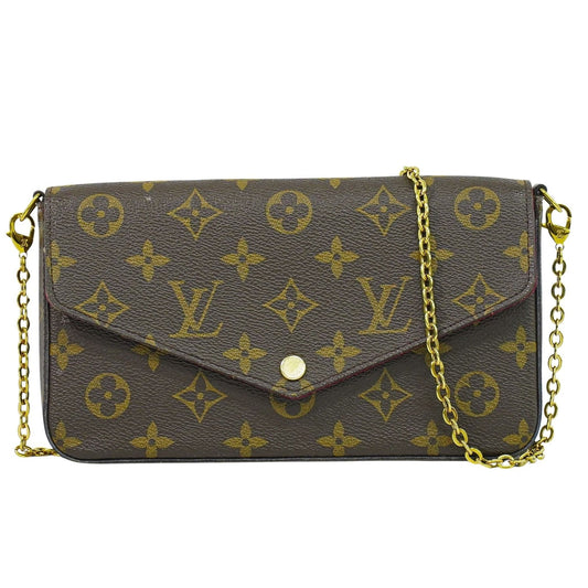 Louis Vuitton Felicie Pochette Monogram Canvas, BROWN, CANVAS, Clutche & pouche