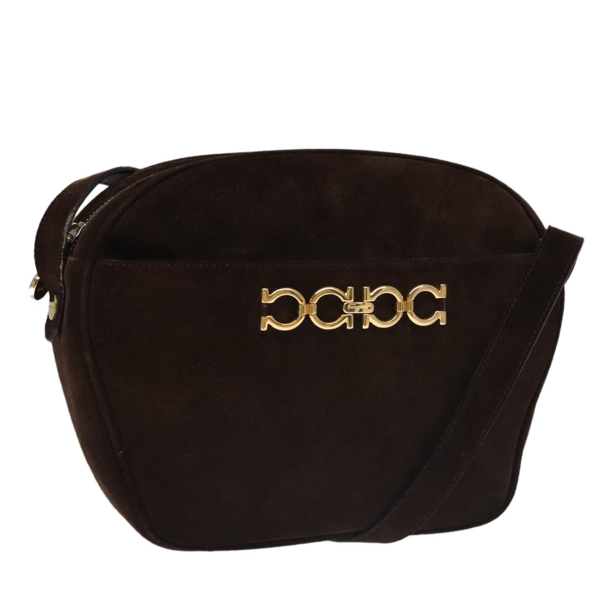 Salvatore Ferragamo Gancini Shoulder Bag Suede, Brown, Suede, Shoulder Bag