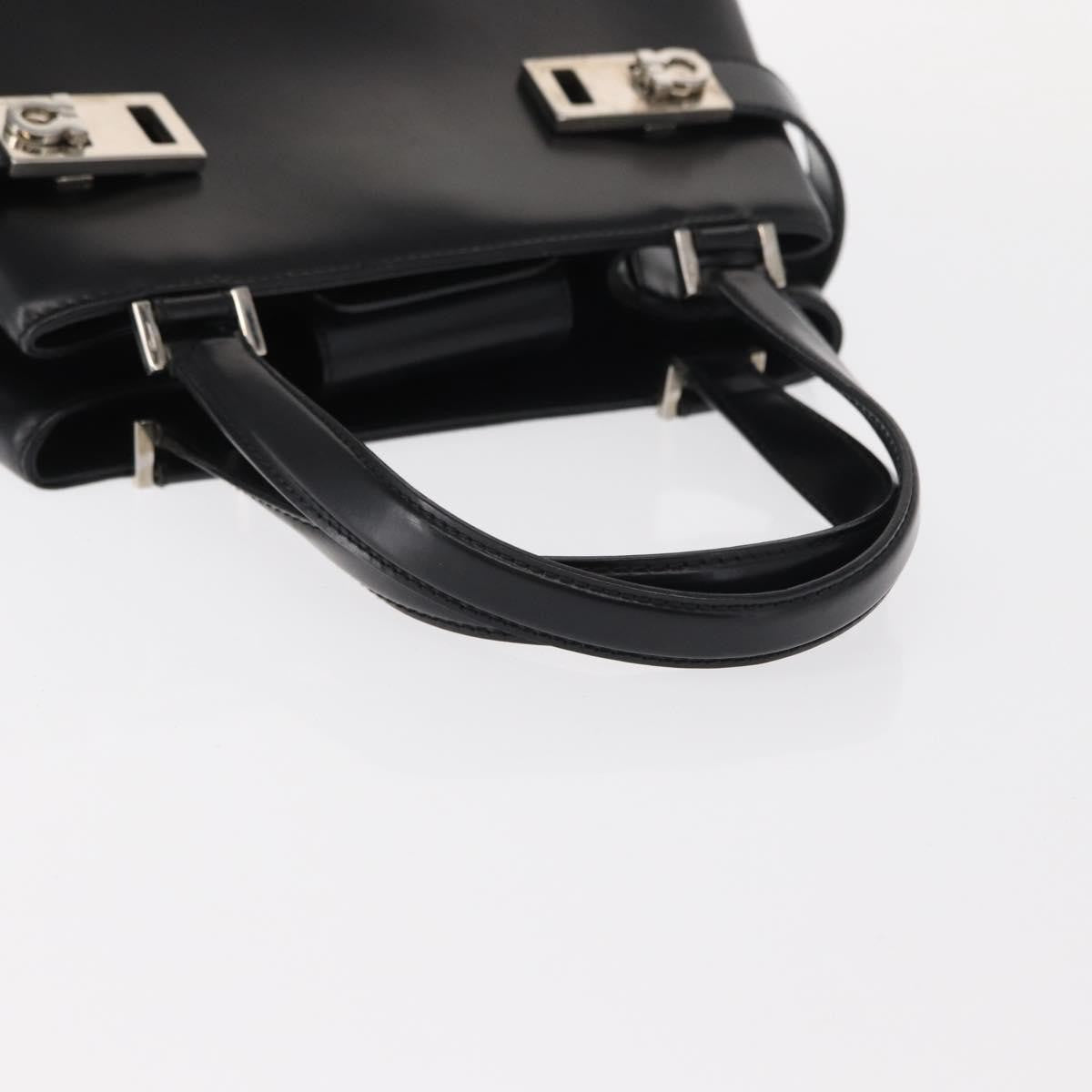Salvatore Ferragamo Gancini handbag Leather, BLACK, LEATHER, Handbag
