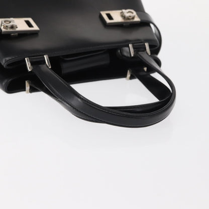 Salvatore Ferragamo Gancini handbag Leather, BLACK, LEATHER, Handbag