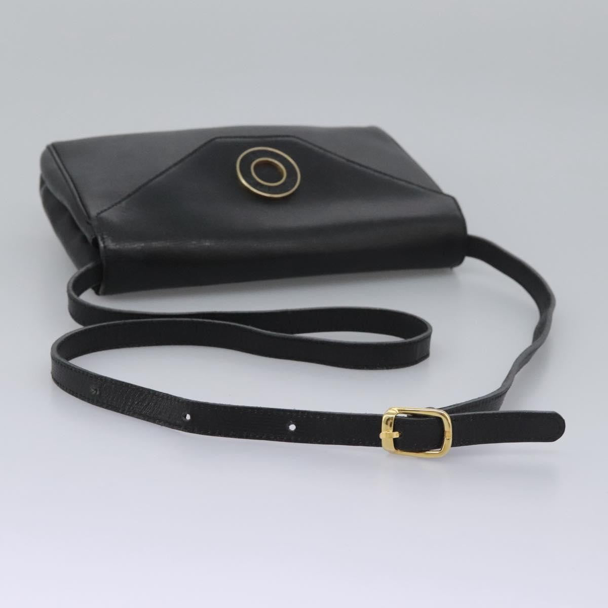 Celine Vintage Circle Logo Crossbody Bag Leather, BLACK, LEATHER, Crossbody bag