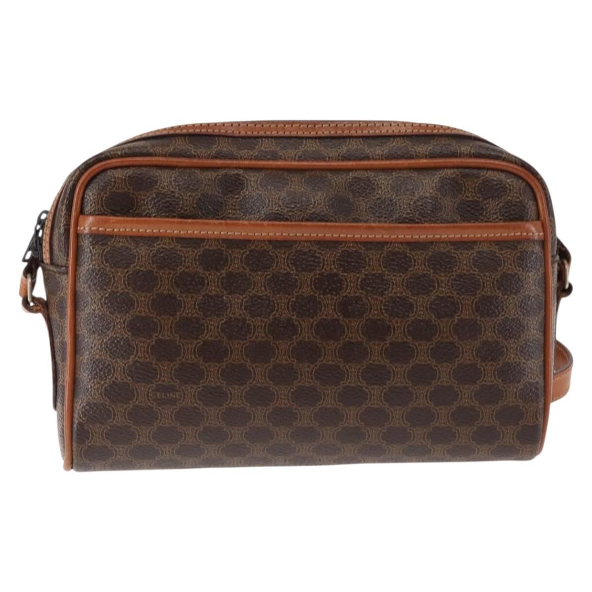 Celine Macadam Shoulder Bag PVC Leather, BROWN, CANVAS, Shoulder bag