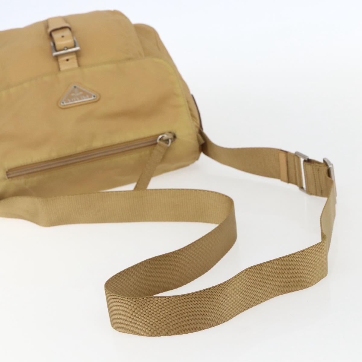 Prada Buckle Messenger Bag Tessuto, BEIGE, NYLON, Shoulder bag