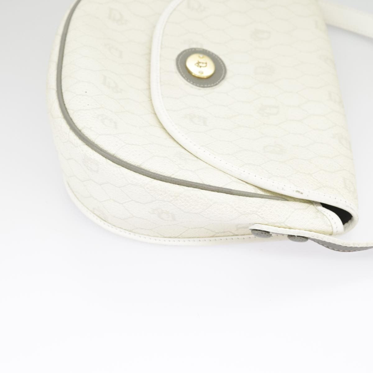 Christian Dior Vintage Honeycomb Shoulder Bag Canvas, WHITE, CANVAS, Shoulder bag