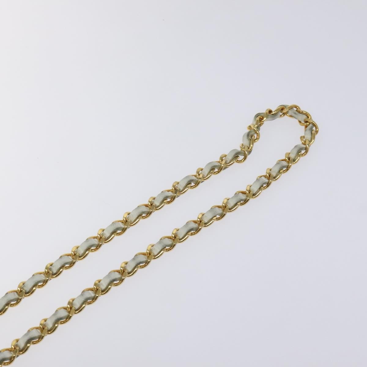 Chanel Vintage Logo Chain Belt Metal and Leather, WHITE, METAL, Belts