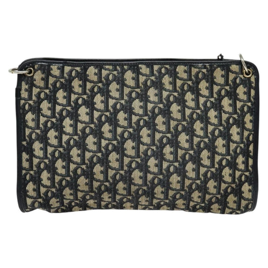 Christian Dior Vintage Trotter Shoulder Bag Canvas, NAVY, CANVAS, Shoulder bag