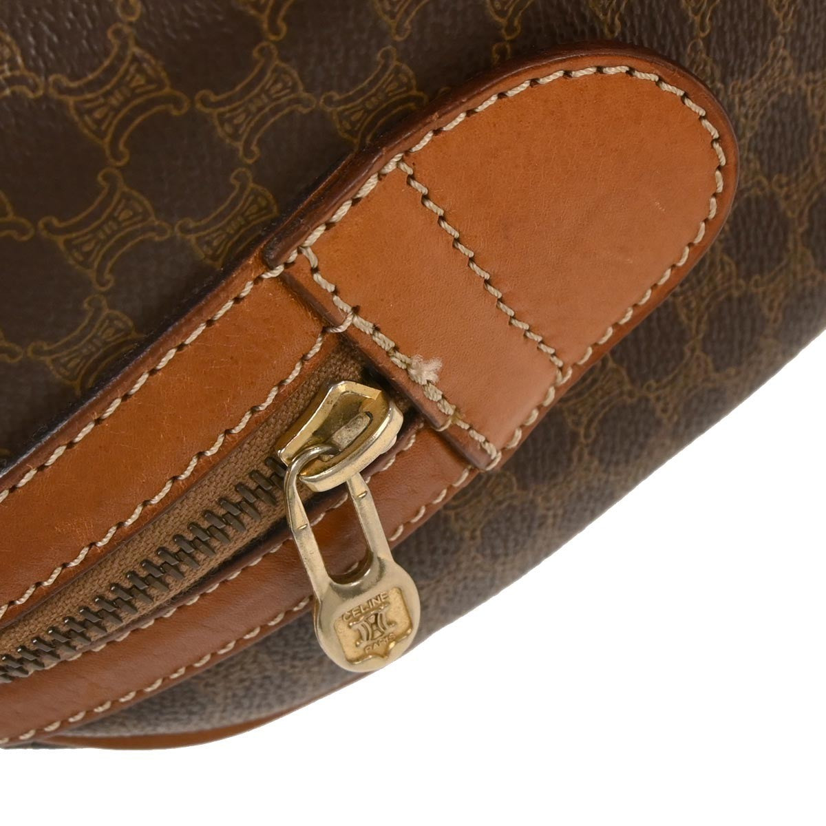 Celine Macadam Handbag Macadam with leather, BROWN, CANVAS, Handbag