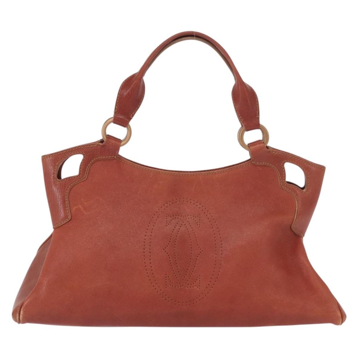 cartier Marcello Handbag Leather, BROWN, LEATHER, Handbag
