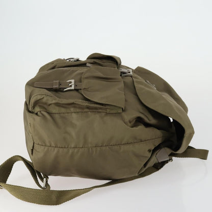 Prada Vela Double Front Pocket Backpack Tessuto with Saffiano Leather, KHAKI, NYLON, Backpack
