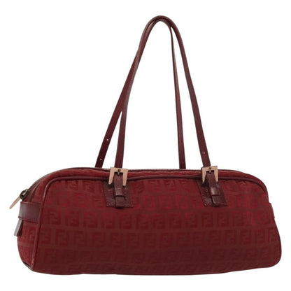 Fendi Bowling Bag Zucchino Canvas, RED, CANVAS, Shoulder bag