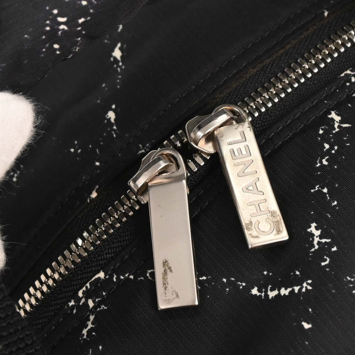 Chanel Travel Line Duffle Bag Printed Nylon, BLACK, NYLON, Travel bag