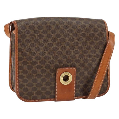 Celine Vintage Macadam Shoulder Bag Canvas and Leather, BROWN, CANVAS, Shoulder bag