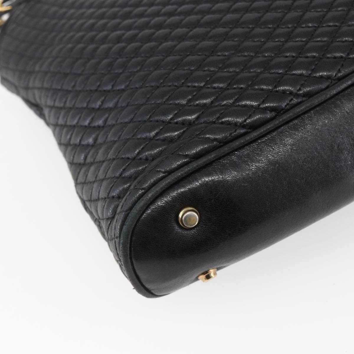 Bally Vintage Chain Shoulder Bag Quilted Leather, BLACK, LEATHER, Shoulder bag